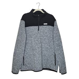 Eddie Bauer 1/4 Zip Mens XXL Gray Black Polyester Pullover Warm Layer Sweater